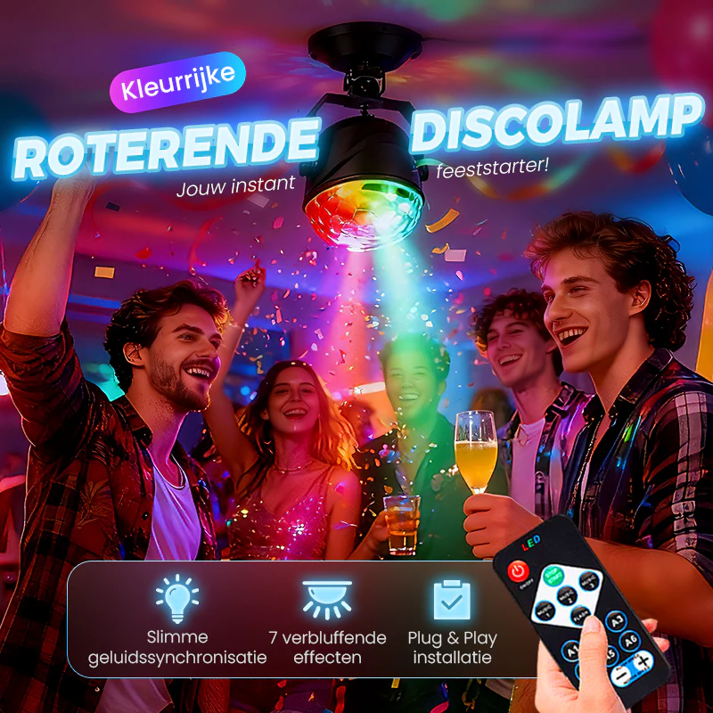 🎄Kerstdeal ALTIJD 50% KORTING!✨Magische LED Disco Bol – RGB Stroboscoop Effect, Afstandsbediening & Draagbaar (Creëer Instant FeestSfeer Voor Partijen, Karaoke & Meer!)