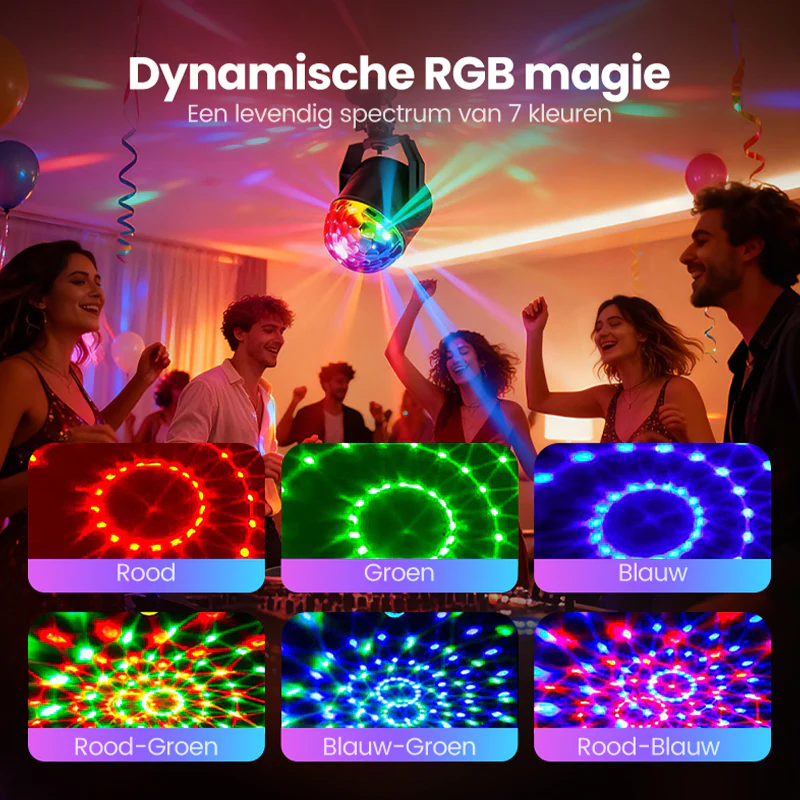 🎄Kerstdeal ALTIJD 50% KORTING!✨Magische LED Disco Bol – RGB Stroboscoop Effect, Afstandsbediening & Draagbaar (Creëer Instant FeestSfeer Voor Partijen, Karaoke & Meer!) - Image 2
