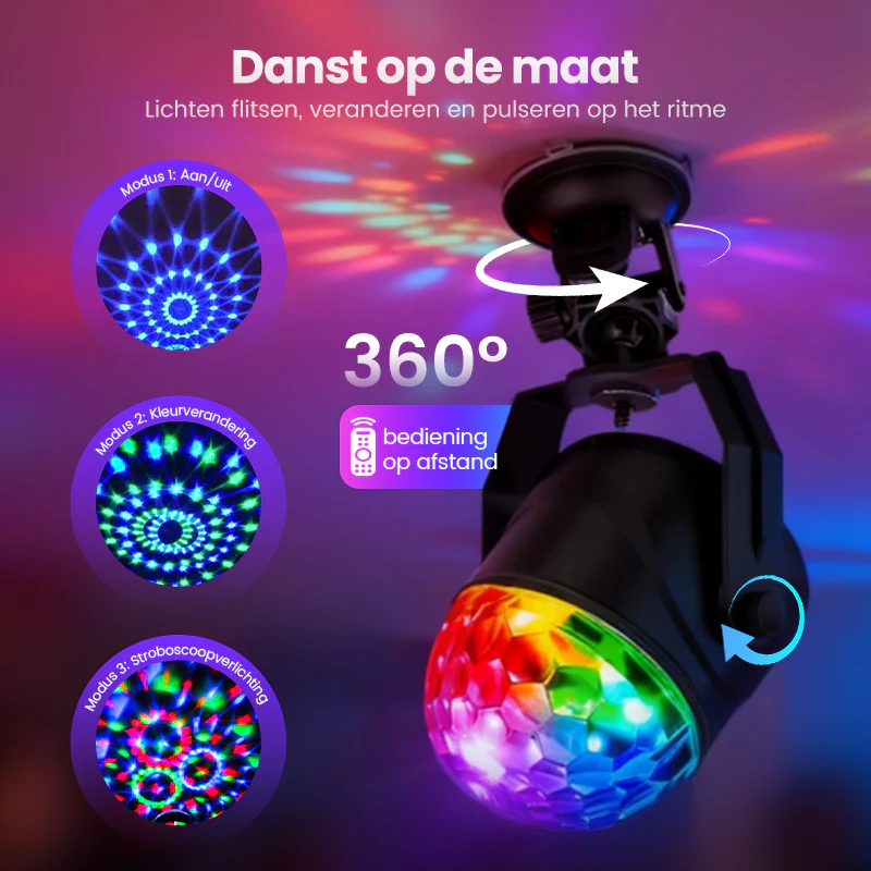 🎄Kerstdeal ALTIJD 50% KORTING!✨Magische LED Disco Bol – RGB Stroboscoop Effect, Afstandsbediening & Draagbaar (Creëer Instant FeestSfeer Voor Partijen, Karaoke & Meer!) - Image 3