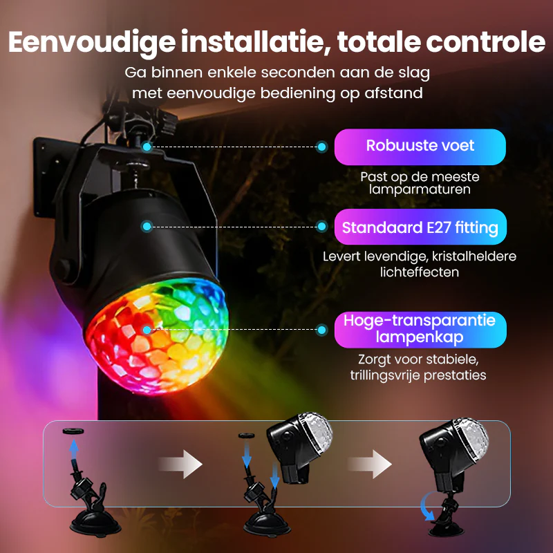 🎄Kerstdeal ALTIJD 50% KORTING!✨Magische LED Disco Bol – RGB Stroboscoop Effect, Afstandsbediening & Draagbaar (Creëer Instant FeestSfeer Voor Partijen, Karaoke & Meer!) - Image 6