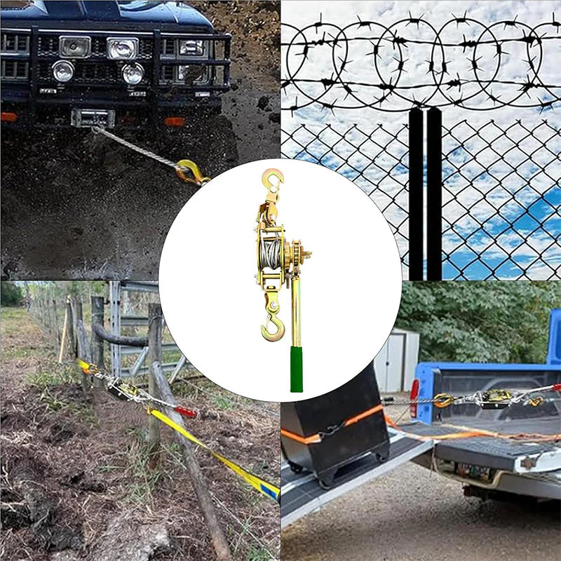 🔗🚚 2 Ton Kabellier Liertrekker met 2 Haken – Robuust Staal, Krachtige 2T Capaciteit & Veelzijdig voor Bouw/Boorderij! - Image 5