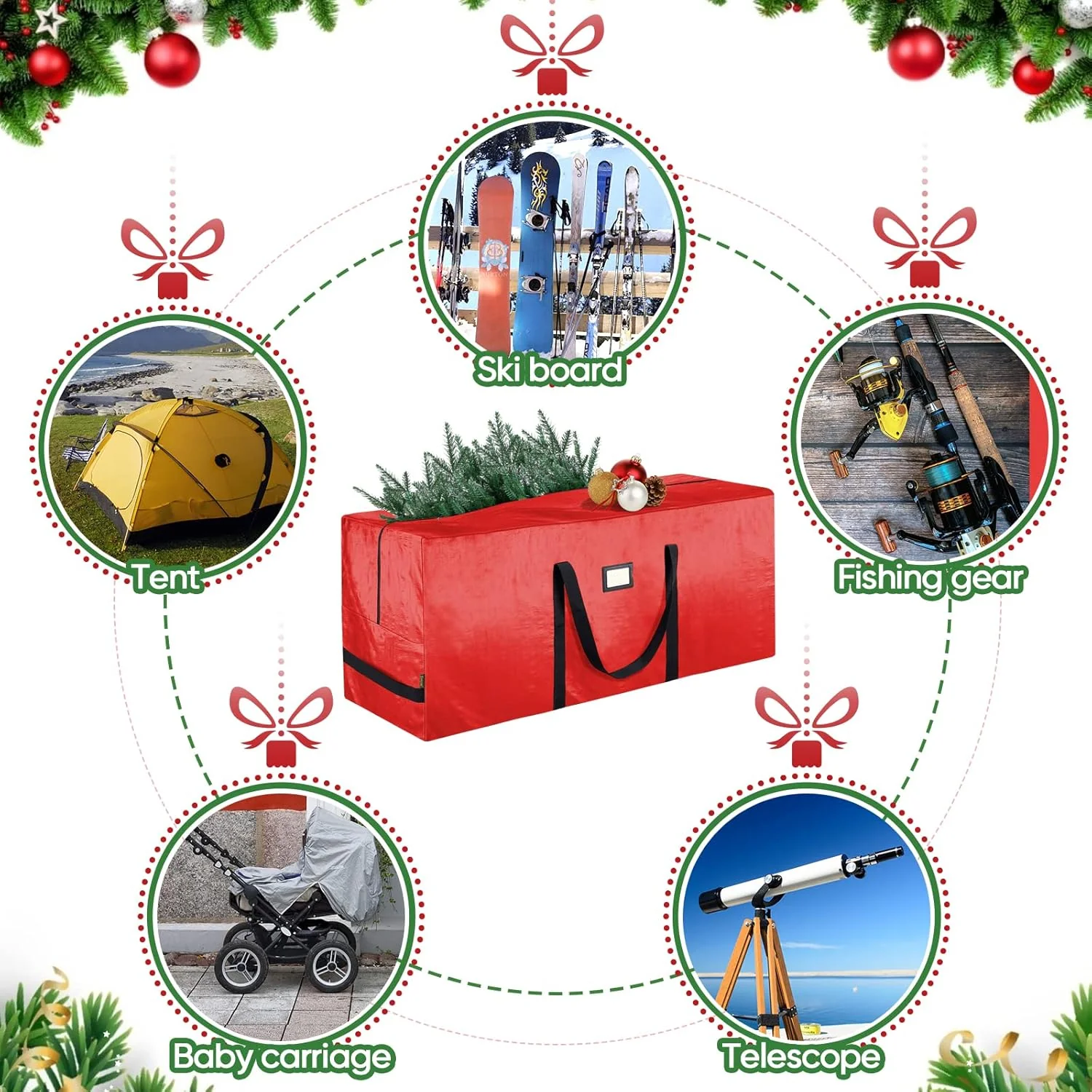 🎉Nieuwjaars Cadeau 50% KORTING!🎄Duurzaam Waterdichte Kerstboom Opbergtas - Voor Bomen Tot 2,7m: Beschermt Tegen Stof/Vocht (Meer seizoenen Duurzaam!) - Image 17