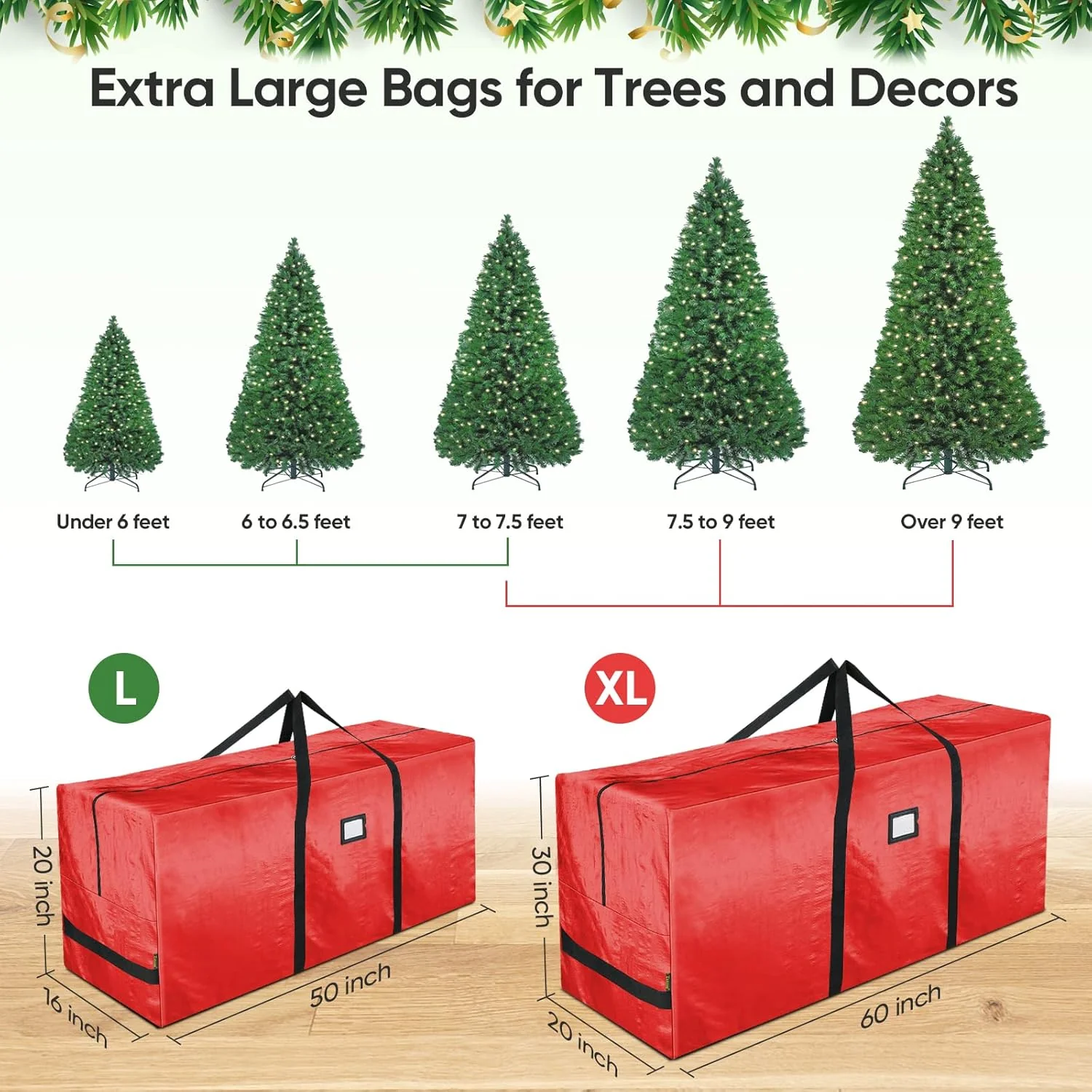 🎉Nieuwjaars Cadeau 50% KORTING!🎄Duurzaam Waterdichte Kerstboom Opbergtas - Voor Bomen Tot 2,7m: Beschermt Tegen Stof/Vocht (Meer seizoenen Duurzaam!) - Image 2