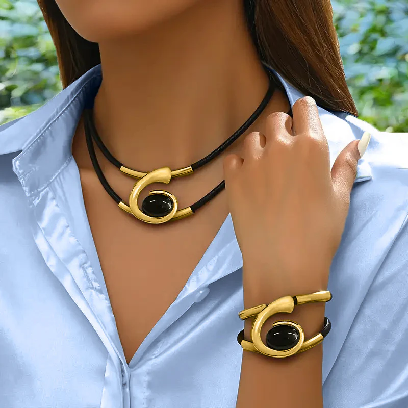 ✨ Vintage Boho Sieraad Set – Ketting & Armband Met Geometrisch Ontwerp & Zacht Leer (Veelkleurig)! - Image 7
