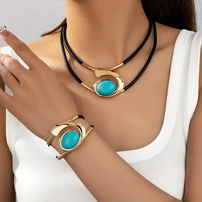 ✨ Vintage Boho Sieraad Set – Ketting & Armband Met Geometrisch Ontwerp & Zacht Leer (Veelkleurig)! - Image 8