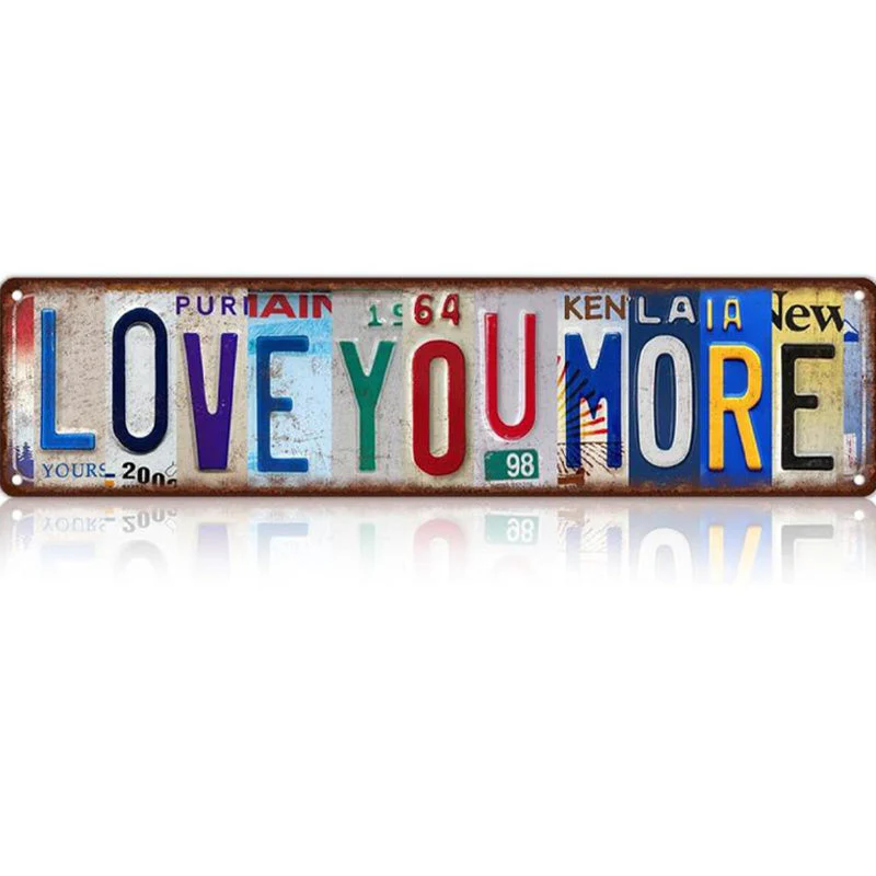 💘Valentijnsaanbieding: 50% Korting!💖 Vintage “Love You More” Kentekenplaat Blikken Bord – Rustieke Wanddecoratie & Cadeau! - Image 11