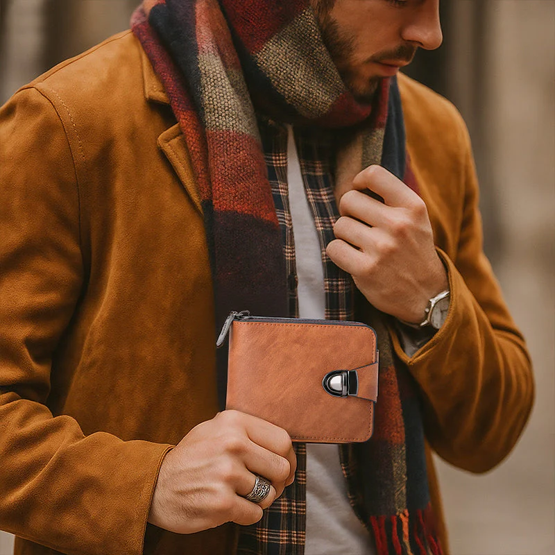 🎉Nieuwjaars Cadeau 50% KORTING!🌟Compacte Vintage HerenPortemonnee (Ritssluiting) – Duurzaam & Meerdere Kaartsleuven: Veilig & Stijlvol Voor Reizen/Werk! - Image 3