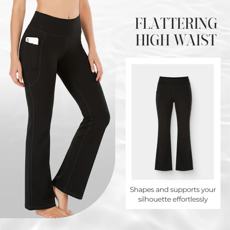 🎉Nieuwjaars Cadeau 50% KORTING!🔥Ultra Sculpt Hoge Taille Buikcorrigerende Flare-Legging: Comfortabel Stretchstof + Functionele Zijvakken – Stylish Voor Yoga & Buiten!