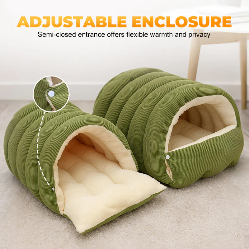 🐾🔥 Pluche Warmte-Isolerende Huisdierenhol – Gezellig Comfort, Verstelbare Opening & Ondersteunende Vulling! - Image 4