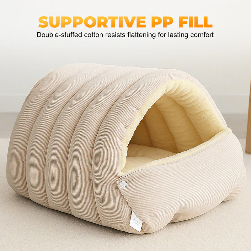 🐾🔥 Pluche Warmte-Isolerende Huisdierenhol – Gezellig Comfort, Verstelbare Opening & Ondersteunende Vulling! - Image 5