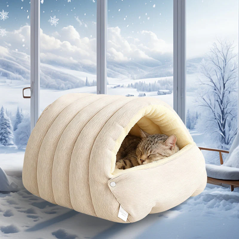 🐾🔥 Pluche Warmte-Isolerende Huisdierenhol – Gezellig Comfort, Verstelbare Opening & Ondersteunende Vulling! - Image 8
