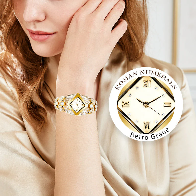 ⌚💎 Dames Retro Kwartshorloge met Fonkelende Strass – Elegant Vintage Design, Precise Quartz Uurwerk & Lichtgewicht Comfort (Alles matcht)! - Image 3