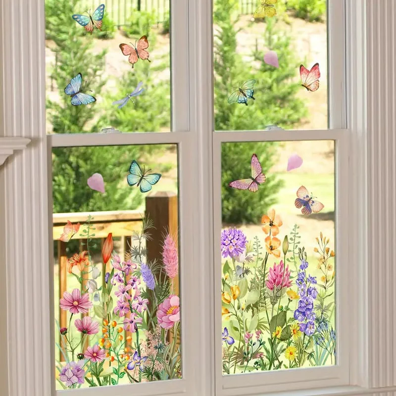 🌞Fris De Lente In Met 50% Korting!🌸 Venster vol Leven: Kleurrijk Bloemenboeket Raamsticker – Geen Lijmresten, Geen Gedoe! - Image 10