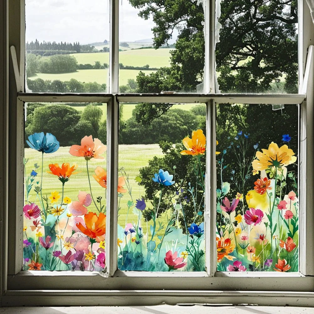 🌞Fris De Lente In Met 50% Korting!🌸 Venster vol Leven: Kleurrijk Bloemenboeket Raamsticker – Geen Lijmresten, Geen Gedoe! - Image 12