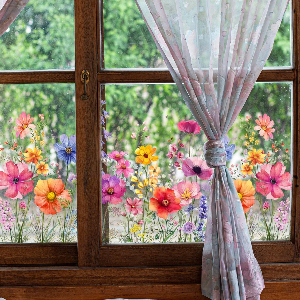 🌞Fris De Lente In Met 50% Korting!🌸 Venster vol Leven: Kleurrijk Bloemenboeket Raamsticker – Geen Lijmresten, Geen Gedoe! - Image 5