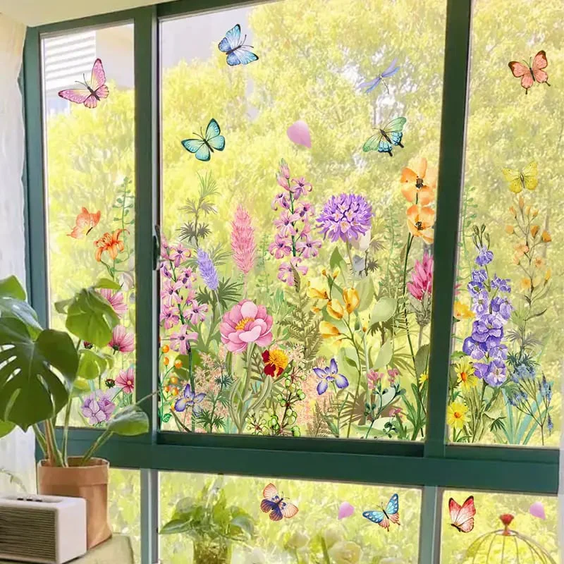 🌞Fris De Lente In Met 50% Korting!🌸 Venster vol Leven: Kleurrijk Bloemenboeket Raamsticker – Geen Lijmresten, Geen Gedoe! - Image 8