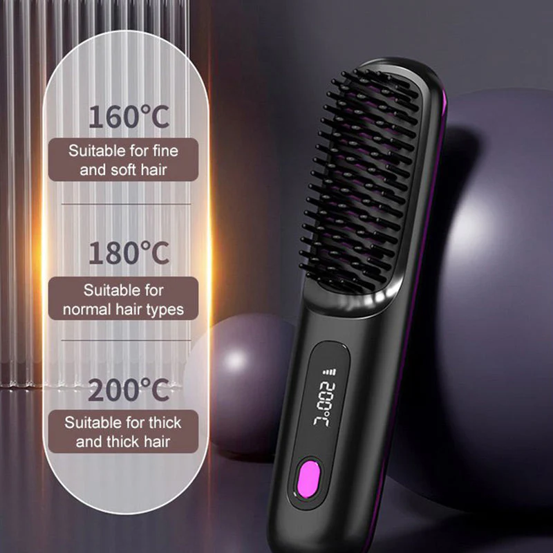 🎉Nieuwjaars Cadeau 50% KORTING!🌟Draadloze Keramische Verwarmingskam voor Haar – 3D Tanden + 3 Temperatuursinstellingen: Frizz-vrij & Glanzend in 20 Sec! - Image 5