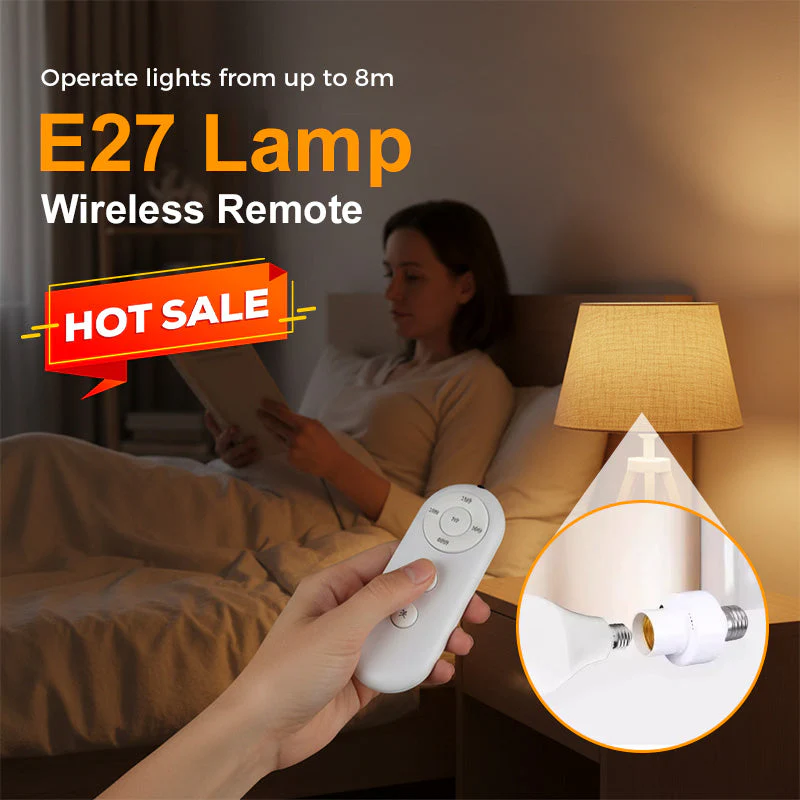 🎉Nieuwjaars Cadeau 50% KORTING!💡Draadloze Afstandsbediening E27 Lamphouder Set – 8m Bereik & 5-Traps Timer: Moeiteloze Installatie!