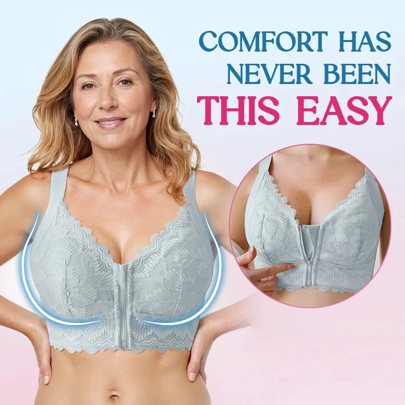 🌸Comfortabele Damesbeha (Voorkantritssluiting + Ergonomische Ondersteuning) – Zachte Kant & Afslankend Effect: Hele Dag Comfort!