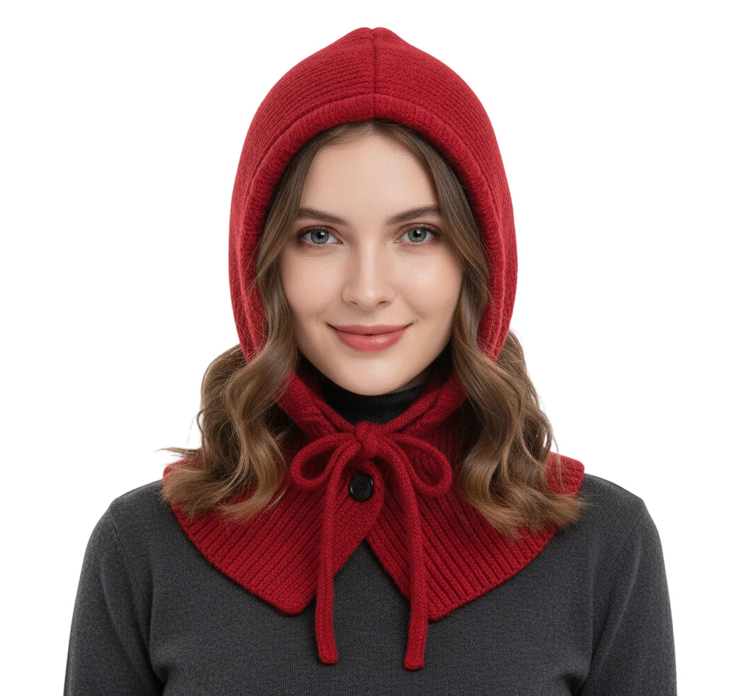 Women’s Knitted Balaclava Hood with Buttons - Image 12