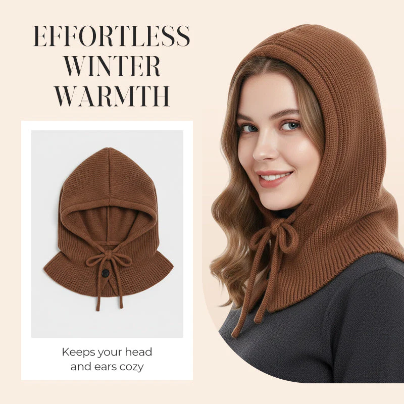 Women’s Knitted Balaclava Hood with Buttons - Image 4