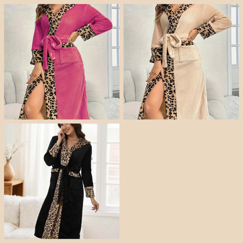 🎅Christmas Specials 50% OFF🎁🎄Women's Cozy Hooded Leopard Print Badjas - Image 10