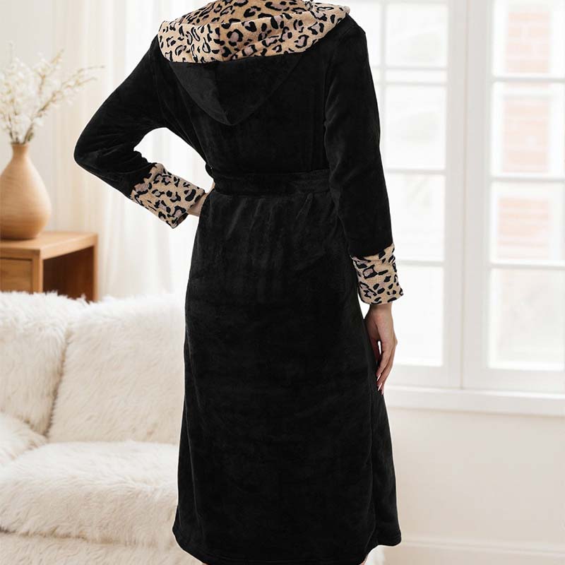🎅Christmas Specials 50% OFF🎁🎄Women's Cozy Hooded Leopard Print Badjas - Image 9