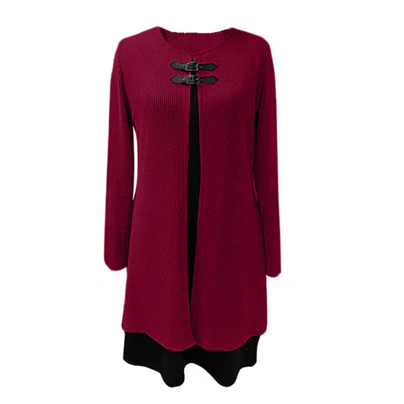 👗💖 Dames Jurk Tweedelig – A-Lijn Silhouet, Chique Gespaccenten & Comfortabele Geribbeld Stof - Image 15