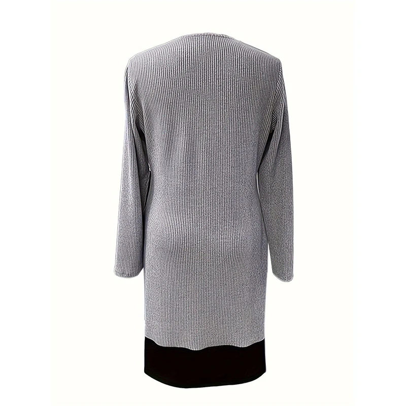 👗💖 Dames Jurk Tweedelig – A-Lijn Silhouet, Chique Gespaccenten & Comfortabele Geribbeld Stof - Image 8