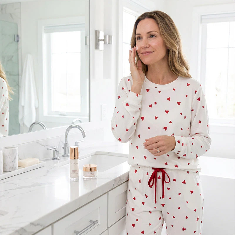 💘Valentijnsaanbieding: 50% Korting! 🧸 Dames pyjama set met hartjesprint: Zacht, ontspannend & perfect voor relaxte avonden
