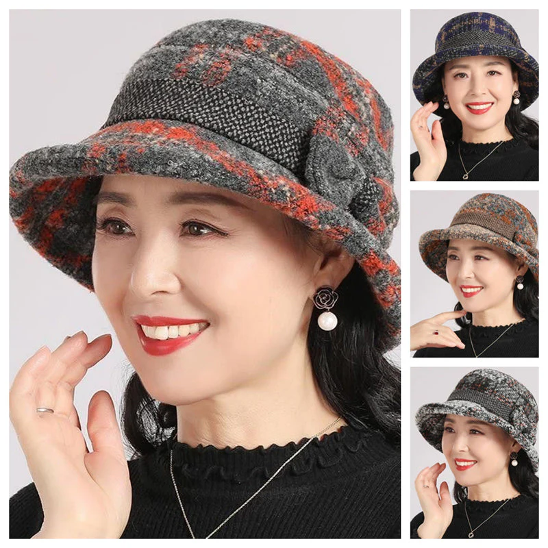 💘Valentijnsaanbieding: 50% Korting! 👒Vintage Geruite Clochehoed van Imitatiewol – Elegant & Warm voor Koude Winterdagen!