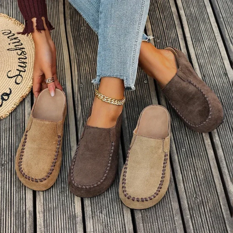 🎉Nieuwjaars Cadeau 50% KORTING!👡 Dames pantoffels (slofs) met brede pasvorm: Slip-on + ondersteunende zool – retro & comfortabel voor lente/herfst.
