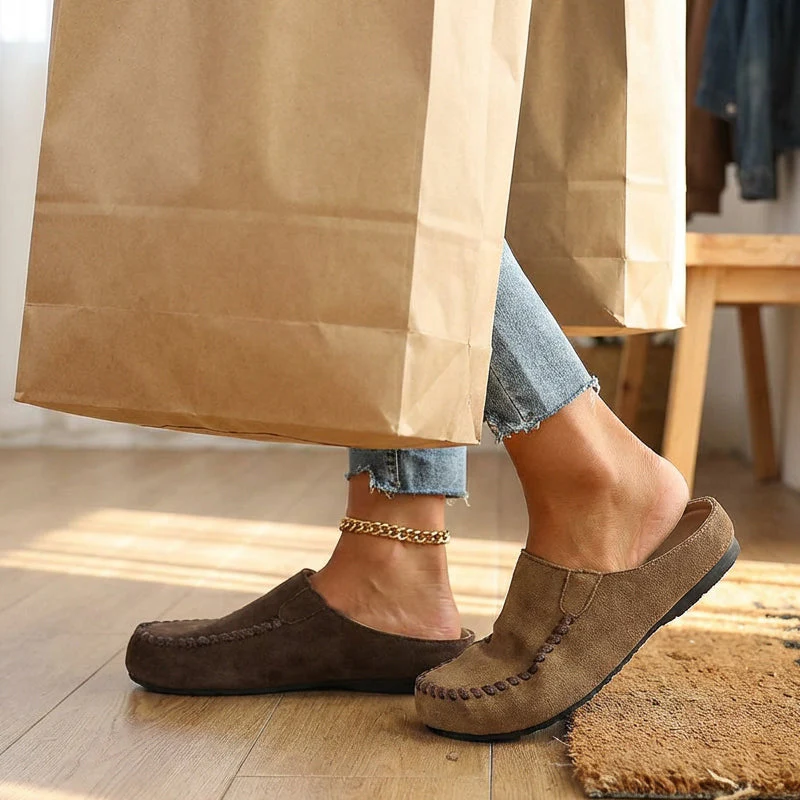 🎉Nieuwjaars Cadeau 50% KORTING!👡 Dames pantoffels (slofs) met brede pasvorm: Slip-on + ondersteunende zool – retro & comfortabel voor lente/herfst. - Image 5