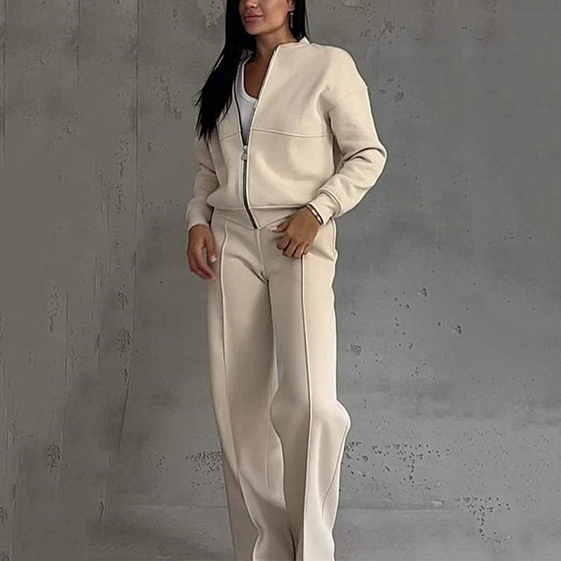 Moeiteloos Chic: Tweedelige Set met Wijde Pants - Jouw Ultrazachte Kantoor & Vrijetijdskapsel - Image 6